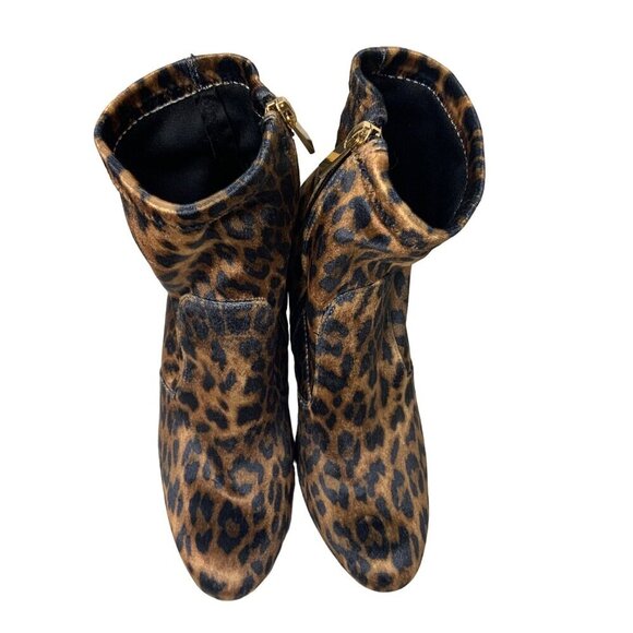 Bamboo Leopard Print Ankle Boot Faux Velvet slip on Heal women’s 8 - Picture 7 of 9